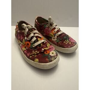 Keds x Rifle Paper Co Girls Floral Sneakers Size 9 Canvas Lace Shoes Kids